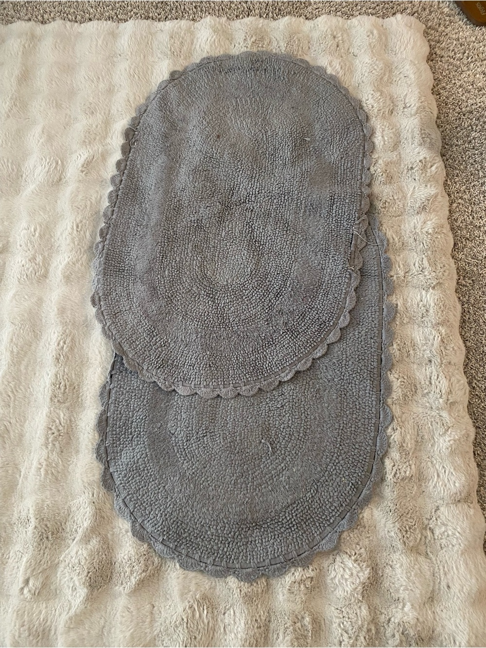 Cost Plus World Market Gray Oval Bath Mats - Set of 2